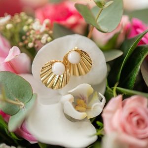 Espiègle-boucles d'oreilles-doré à l'or fin lait maternel